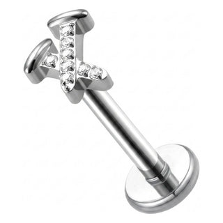 Titanium Labret Letter X Zirconia Internally Threaded