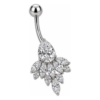 Titanium Belly Button Piercing Cascading Teardrop Stones Internally Threaded