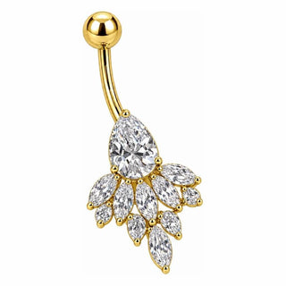 Titanium Belly Button Piercing Cascading Teardrop Stones Internally Threaded