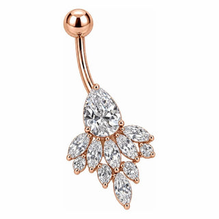 Titanium Belly Button Piercing Cascading Teardrop Stones Internally Threaded