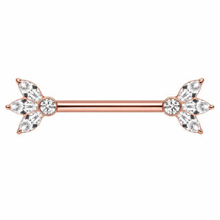 Titanium Nipple Piercing Marquise Petal Fan Internally Threaded