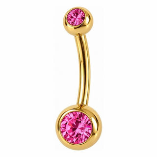Belly Button Piercing Double Round Stone