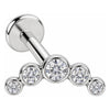 Silver 925 Labret Curved Five Stone Arc Internally Threaded
