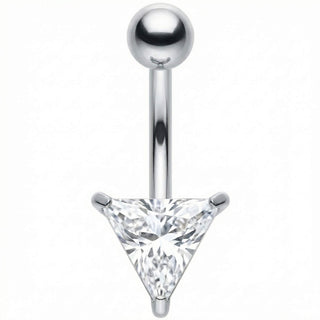 Titanium Belly Button Piercing Triangle Cut Stone Internally Threaded