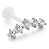 Titanium Labret Curved Five Stone Arc Internally Threaded