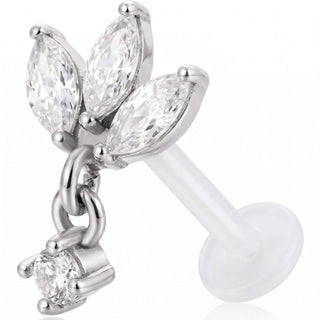 Titanium Labret Marquise Fan Stone Drop Internally Threaded