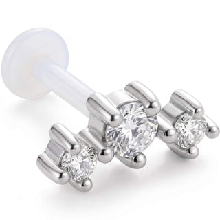 Titanium Labret Three Stone Cluster Internally Threaded