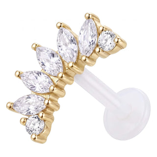 Titanium Labret Curved Marquise Stone Cluster Internally Threaded