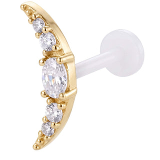 Titanium Labret Curved Crescent Stone Cluster Internally Threaded