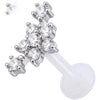 Titanium Labret Cross Stone Cluster Internally Threaded