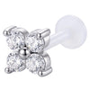 Titanium Labret Four Stone Flower Internally Threaded