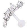 Titanium Labret Mixed Shape Stone Curve Internally Threaded