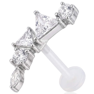 Titanium Labret Mixed Shape Stone Curve Internally Threaded