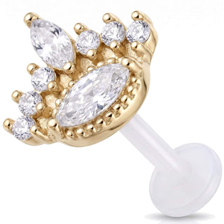 Titanium Labret Royal Tiara Stone Cluster Internally Threaded