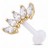 Titanium Labret Curved Marquise Stone Fan Internally Threaded