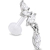 Titanium Labret Marquise Stone Cluster With Dangle Internally Threaded