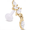 Titanium Labret Marquise Stone Cluster With Dangle Internally Threaded