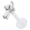 Titanium Labret Ice Cream Cone With Stones Internally Threaded
