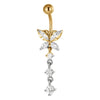 Titanium Belly Button Piercing Butterfly With Dangle Stones Internally Threaded
