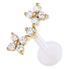 Titanium Labret Curved Flower Stone Cluster Internally Threaded