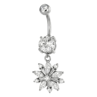 Titanium Belly Button Piercing Dangling Floral Star Internally Threaded