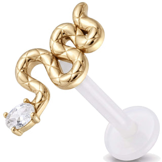 Titanium Labret Snake With Oval Stone Internally Threaded