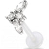 Titanium Labret Four Stone Cluster Internally Threaded
