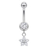 Belly Button Piercing Dangling Flower With Stones Internally Threaded