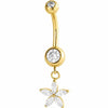 Belly Button Piercing Dangling Five Petal Flower Internally Threaded