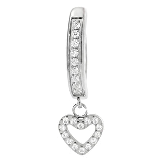 Belly Button Piercing Dangling Open Heart With Stones Clicker